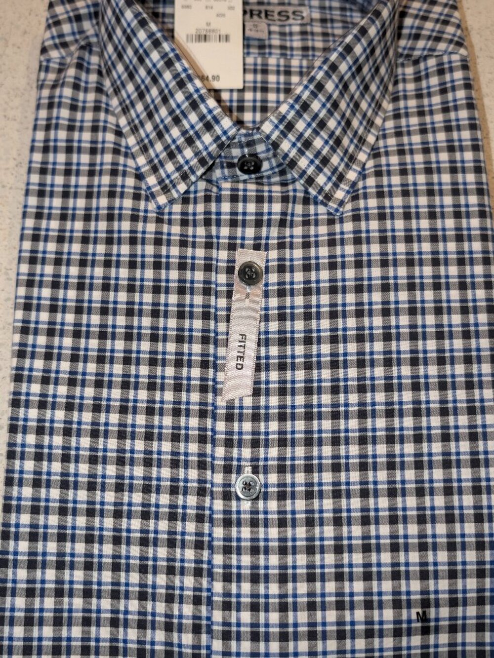 NEW w/Tags-Express Size M Men's Fitted Long-Sleeve Dress Shirt